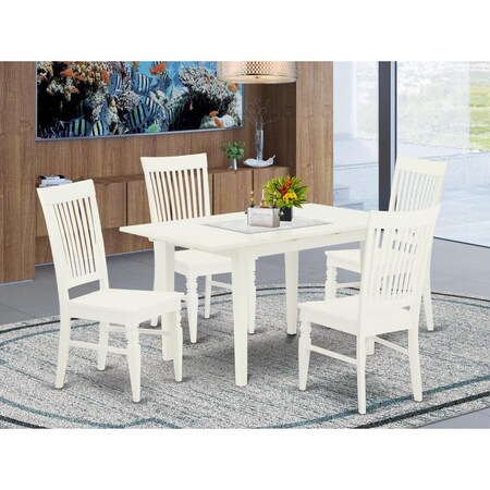 East West Furniture 5 Piece Norfolk Modern Dinette Set - Linen White NOWE5-WHI-W